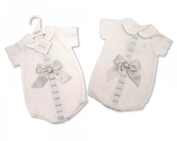 Knitted Baby Romper White 4 Direct Uniforms UK